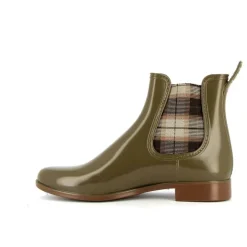 Bottines Femme<Méduse Bottines femme Japscot Kaki/Caramel Elastique Ecossais Beige Meduse JapscotKaki/CaramelElastiqueEcossaisBeige